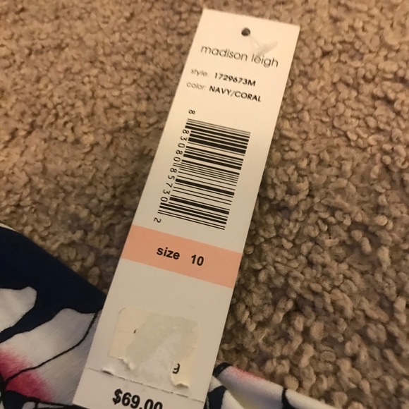 NWT Sz M Madison Leigh Dress Navy Coral - Picture 7 of 8